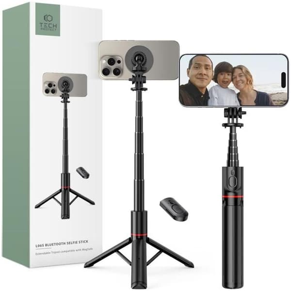 Perche för Selfie - Tech-Protect L06S - Bluetooth - MagSafe - Svart Stativ