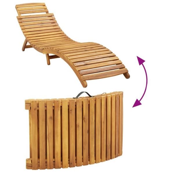 vidaXL Chaise longue med beige kudde i solid akaciaträ 367635 beige