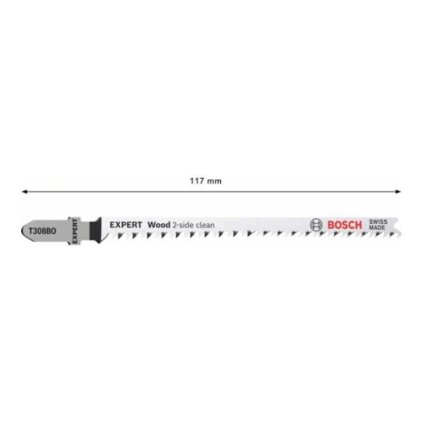 3 sticksågsblad 117 mm HCS T308BO för trä - BOSCH EXPERT - 2608900554