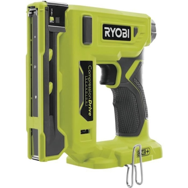 RYOBI - 18V ONE+ häftapparat - 9,4 mm häftklammer, längd 6,35 mm till 14,3 mm - 90 häftmagasin + häftklamrar och krok - R18ST50-0 Grön / Träkol