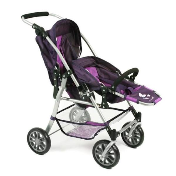 Le buggy Twinny - Plommon för docka Lila, svart och grå