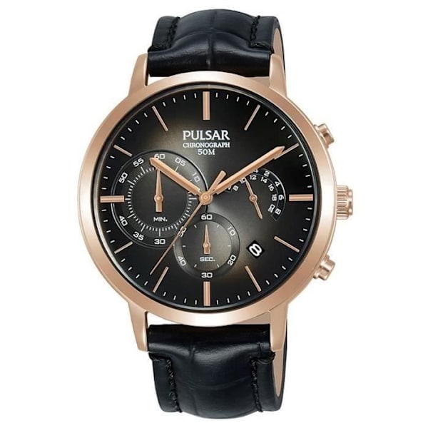 Herrenarmbanduhr - PULSAR - BUSINESS PT3992X1 - Kvarts - Läder - Chronograf Svart, Rosa