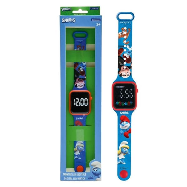 Digital klocka - LEXIBOOK - Smurfar - LED - Visning 12h/24h - Justerbart armband blå