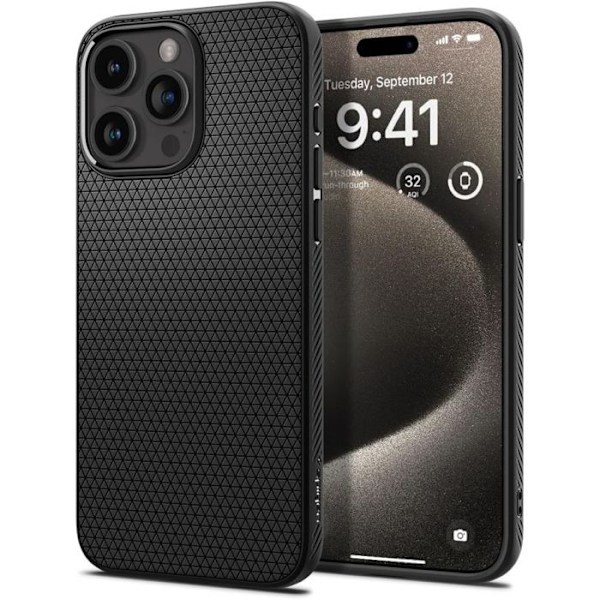 Liquid Air iPhone 15 Pro Max Fodral Spigen Matte Black Matte svart