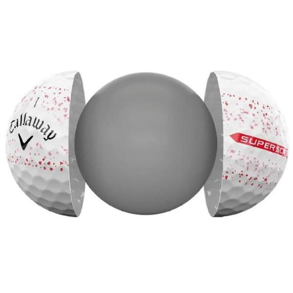 Låda med 12 Callaway Supersoft Splatter 360 golfbollar Vit