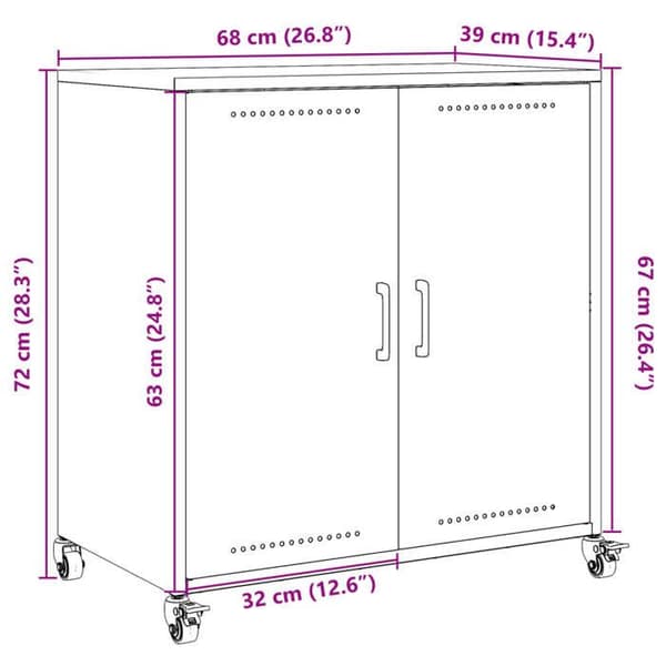 vidaXL Buffé gul senap 68x39x72 cm stål 846659