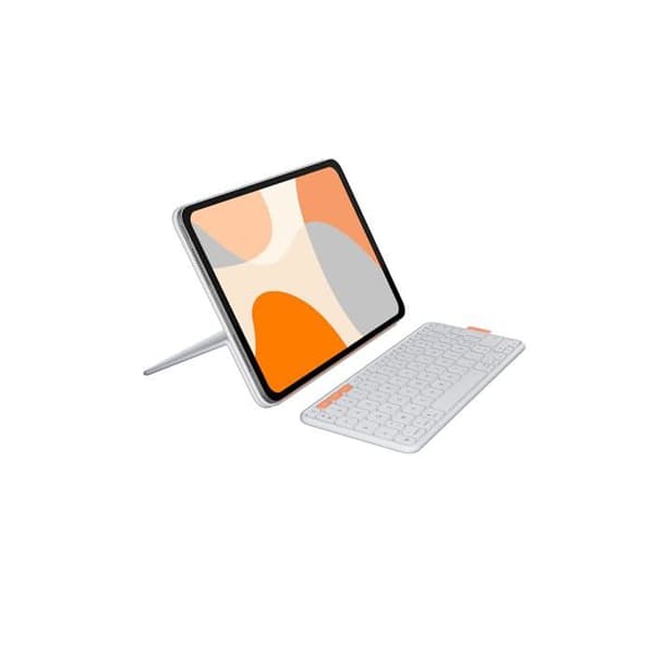 Tangentbord - Logitech - Flip Folio - Bluetooth - Framside- och baksideskydd - Ljusgrå