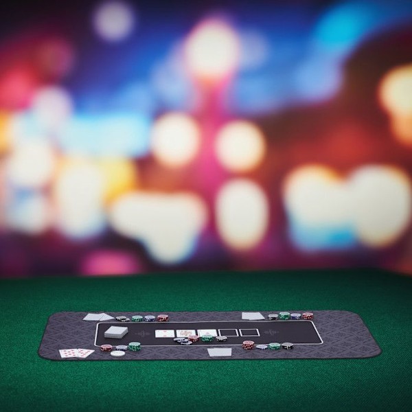 Relaxdays Poker Mat, i polyester, gummi, hållbar och halkfri, 100 x 60 cm, Texas Holdem, svart antracit, svart, vit