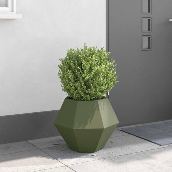 Planteringslåda i stål - vidaXL - Olivgrön - 50x50x40 cm - Rektangulär design - Utomhusbruk