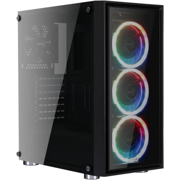 Aerocool Quartz REVO, Midi-Tower Case, PC, Stål, ATX, Micro-ATX, Mini-ITX, Svart, Gaming