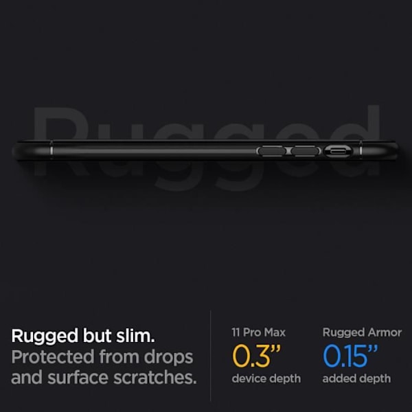 Spigen iPhone 11 Pro Max-fodral [Rugged Armor] Fordonsdesign, dubbelt skydd, mjuk TPU [Matt-svart] (075CS27133)