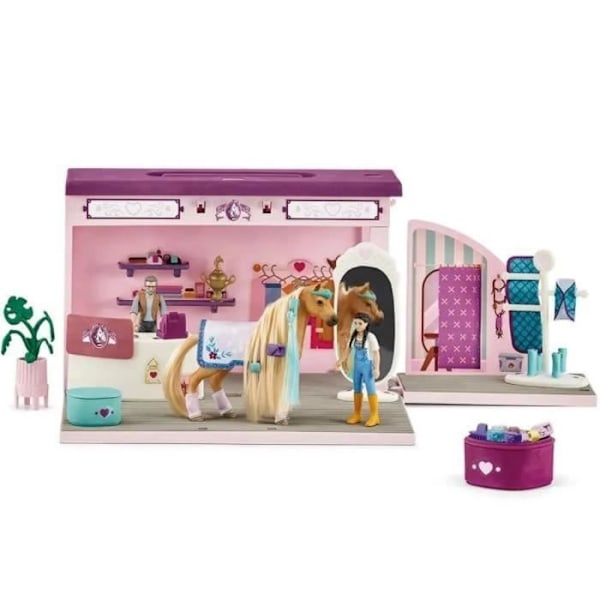 Sofia's Beauty Pop-Up Shop - Schleich Stall Styling Case med Grooming Accessories och hästfigurer - Set med Flerfärgad