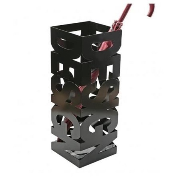 Paraplyställ - Versa - Modern Design - Svart metall - 52 x 19 x 19 cm - Multifunktionell Svart