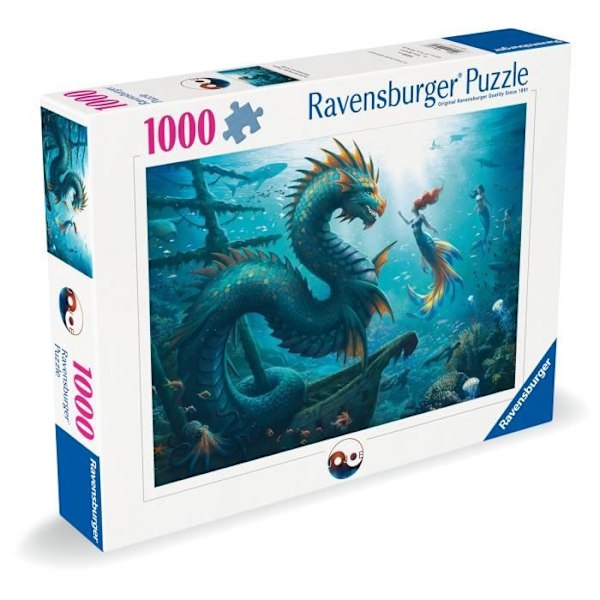 Pussel 1000 bitar Draken, sjöjungfrun och havssköldpaddorna, från 14 år, Monstre, 12001434, Ravensburger