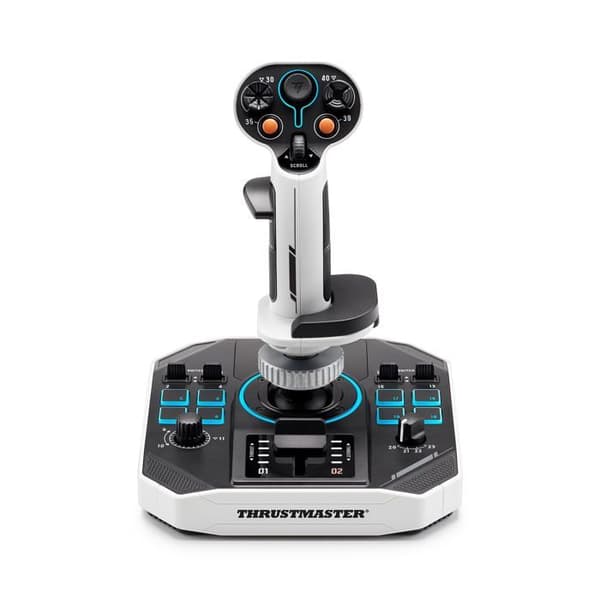Joysticks spatial - THRUSTMASTER - Sol-R 1 Flightstick - 44 knappar - Teknologi H.E.A.R.T. 16 bitar - Ambidextrös med bas Svartvitt