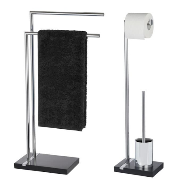 2i1 WC-set - WENKO - Noble Black - Polyresin - Stål - 20x74x15 cm Flerfärgad