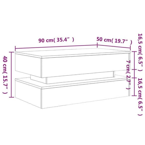 vidaXL Soffbord med LED-lampor, Sidobord, Soffbord, Vardagsrumsmöbel, Modern, Sonoma grå 839866