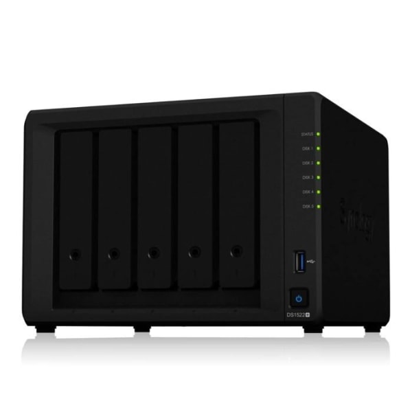 Lagringsserver - nas Synology - DS1522+/8G/3Y/60T-WDRED+ - DS1522+ 8GB NAS 60TB (5X 12TB) WD Red Plus Black