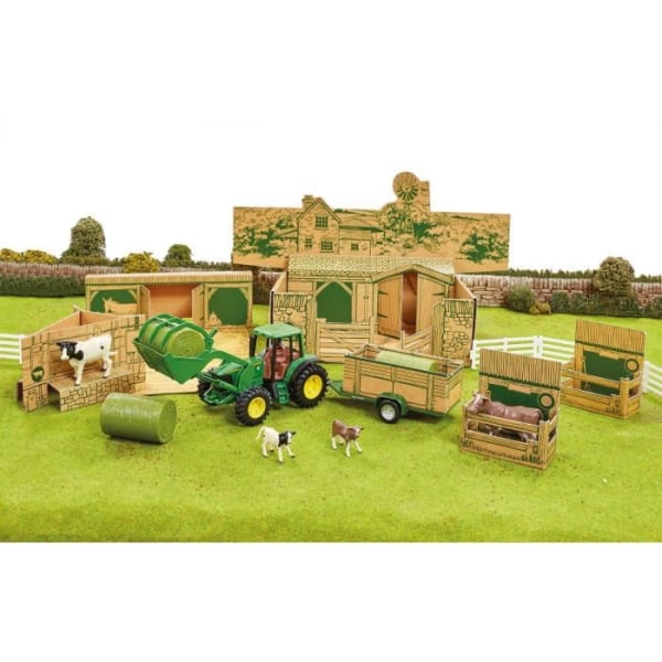 John Deere Britains byggleksak med traktor