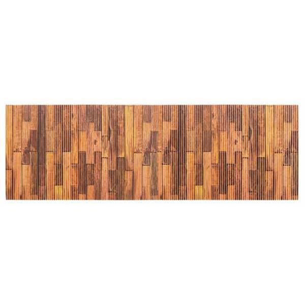 WENKO Badrumsmatta med paneler, halkfri badrumsmatta, Parkettplast, 65x200 cm, brun