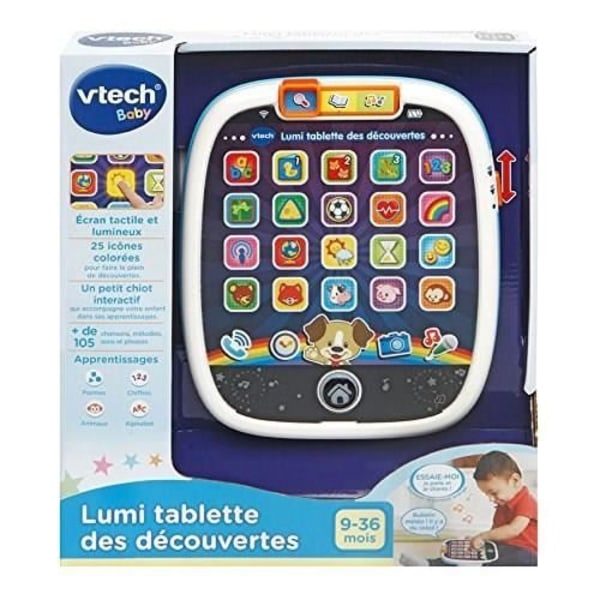 VTECH BABY Lumi Tablet från Discoveries White - Taktil och självlysande leksak för småbarn från 9 till 36 månader Vit