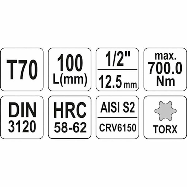 Douilles - ändtillbehör Yato - YT-04329 - Torx-hylsa 1/2T70 x 100 mm ()
