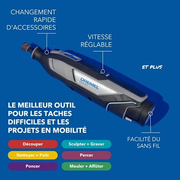 Dremel 8240-5 F0138240JA Sladdlöst multiverktyg + batteri, + laddare, + tillbehör 12 V 2,0 Ah