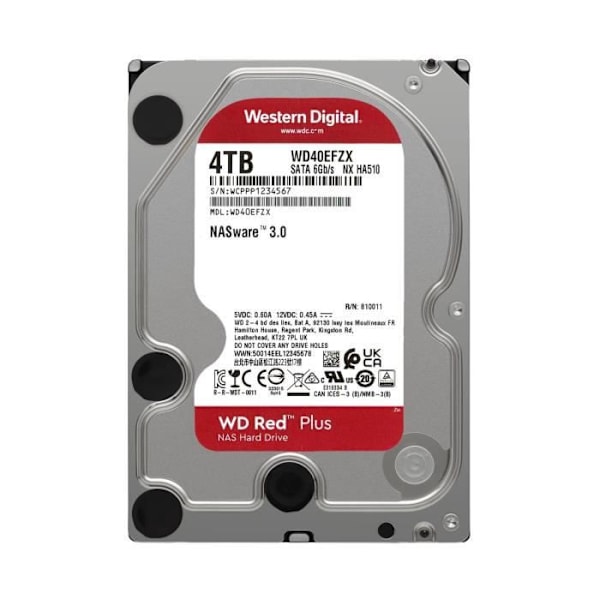 WD Red™ Plus - NAS intern hårddisk - 4TB - 5400 rpm - 3,5" (WD40EFZX)