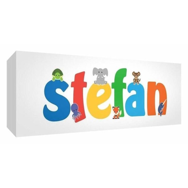 Liten hjälpare canvasmålning STEFAN3084-15DE Canvastavla med pojknamn Stefan Stort format 30 x 84 x 4 cm