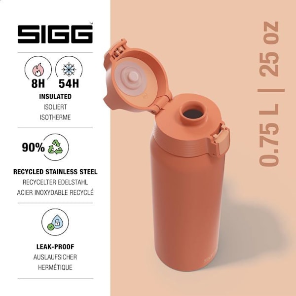 Gourde - bidon - flaska med dubbelvägg Sigg - 6021.20 - Shield One Eco Termoflaska Röd 0,75 L