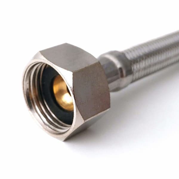 Flexibla rör i rostfritt stål M8 x 1/2" BSP 300 mm (par) - flätade 304, förkromade, Xcel Home Silver