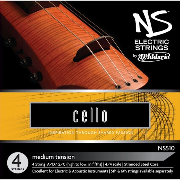 D'Addario NS Elektriskt cellosträngset 4/4 Medium gauge UK Import