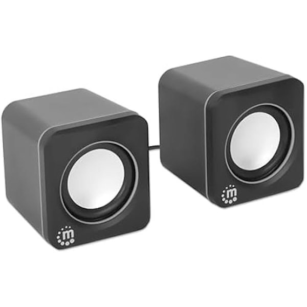 Högtalare stereo 2.0 - MANHATTAN - Modell 102704 - USB - USB-strömförsörjning - Enkel volymkontroll Svart