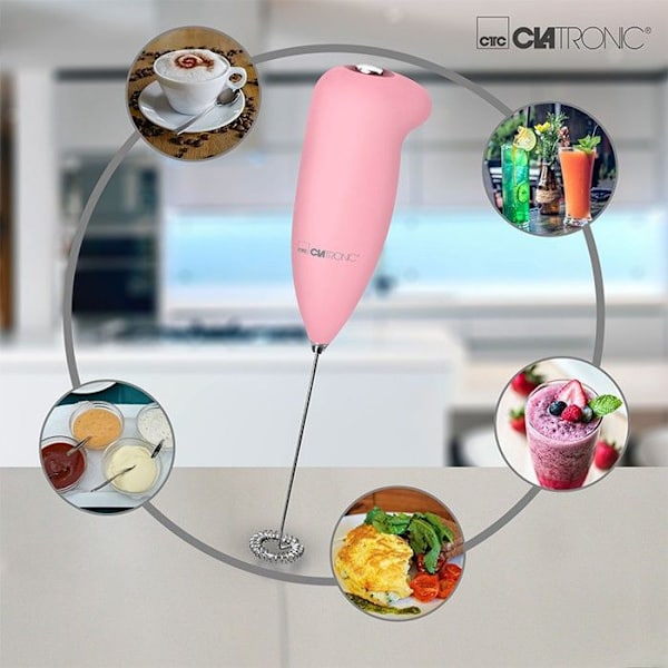 Mjölkskummare - Clatronic - MS 3089 - Rosa - Soft-touch hölje - Batteridrift Rosa