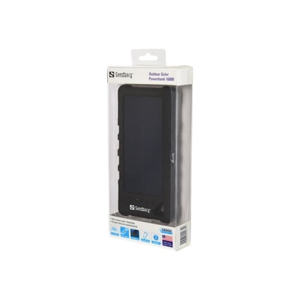 Solenergibank SANDBERG Outdoor Solar Powerbank 16000 - Li-Ion 16000 mAh - 3,4 A