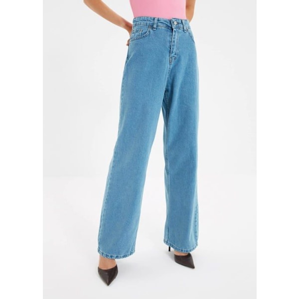 Jeans Trendyol - TWOAW22JE0794 - Blue High Wade Wide Leg Jeans Dam Blå 34