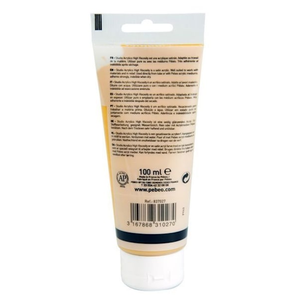 Akrylfärg - Pébéo - Studio Acrylics - Okergul - 100 ml - Satin Gul ockra