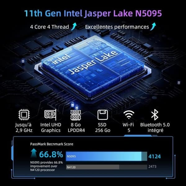 Mini PC - BMAX - B3 Pro - Intel Celeron N5095 - 8 GB RAM - 256 GB SSD