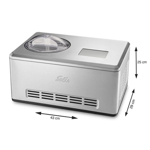 Maskin för is - Yoghurtmaskin - Sorbetmaskin - Kylfunktion - Integrerad kompressor - Gelateria Pro Touch 8502 Solis