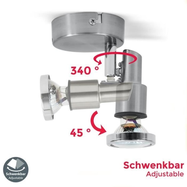 LED taklampa - B.K.Licht - Aurel 1 - 1 Justerbar Spot - IP44 - 5W GU10 - 400 Lumen