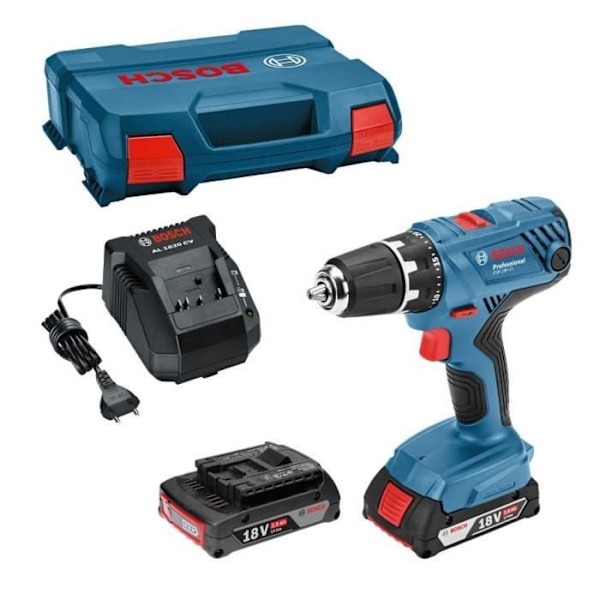 Bosch Professional GSB 18V- 21 slagborr + 2 2,0Ah batterier + GAL 1820 laddare - 06019H1109