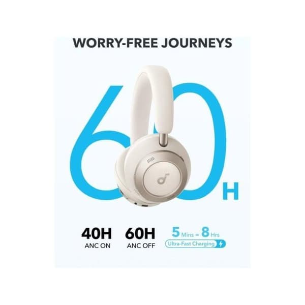 Hörlurar - Soundcore - Space One Pro - Trådlös - Bluetooth - Vit Vit