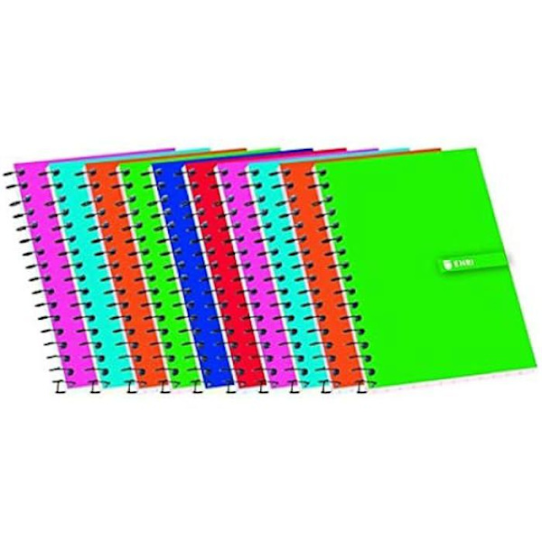 Spiral anteckningsbok - ENRI - Paket med 10 - Mjuk pärm - 80 sidor - Format 74 x 105 mm Svart