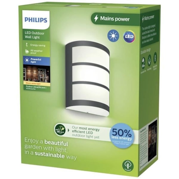 Väggarmatur - Philips - Python - LED - 3.8 W - Utomhus - Anthracite Antracit