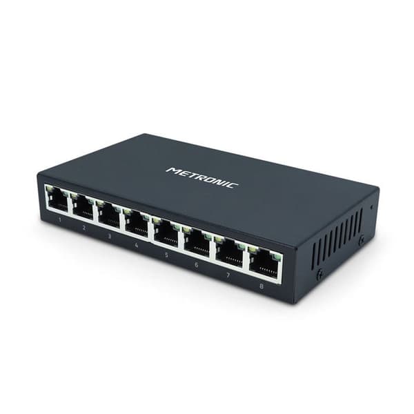 Switch RJ45 8 portar - Gigabit Ethernet - svart