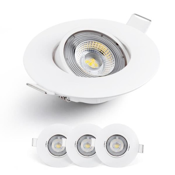 Emos Exklusiv LED-infälld spotlight - 50° justerbar taklampa för LED-lampor 3 runda LED-spotlights 5 W/450 Lumen [3000k] Vit
