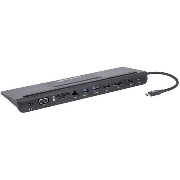 USB-C-dockningsstation - MANHATTAN - 153478 - Svart - Flerbildskärmar - Snabbladdning