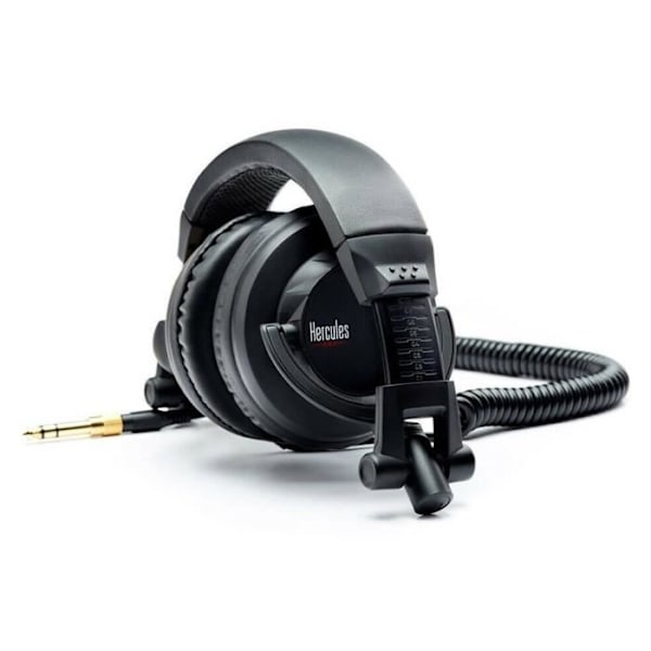 HERCULES HDP DJ45 - Högpresterande DJ-hörlurar - Vikbara - Vridbara öronkåpor - 2 m kabel - 60 ohm impedans - Svart