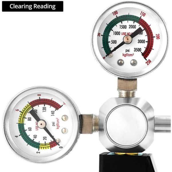 CO2 Tryckreducerare QWORK® med Dubbel Manometer och Bubbelräknare