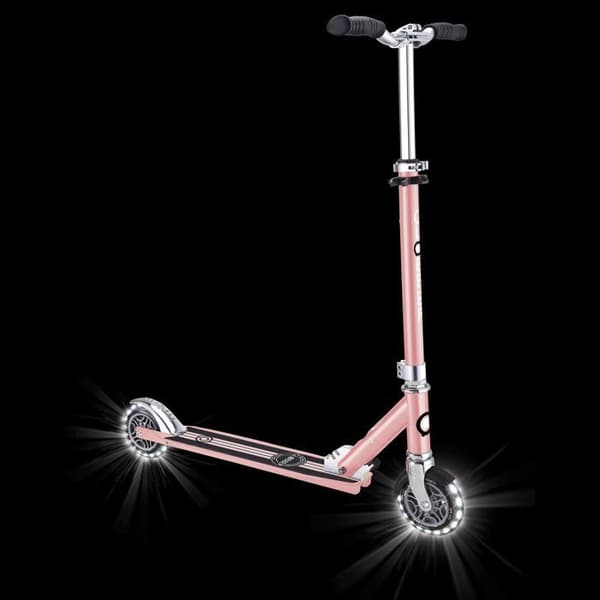 Tvåhjulig sparkcykel - GLOBBER - FLOW ELEMENT LIGHTS - Krom / Rosa ROSE CHROME